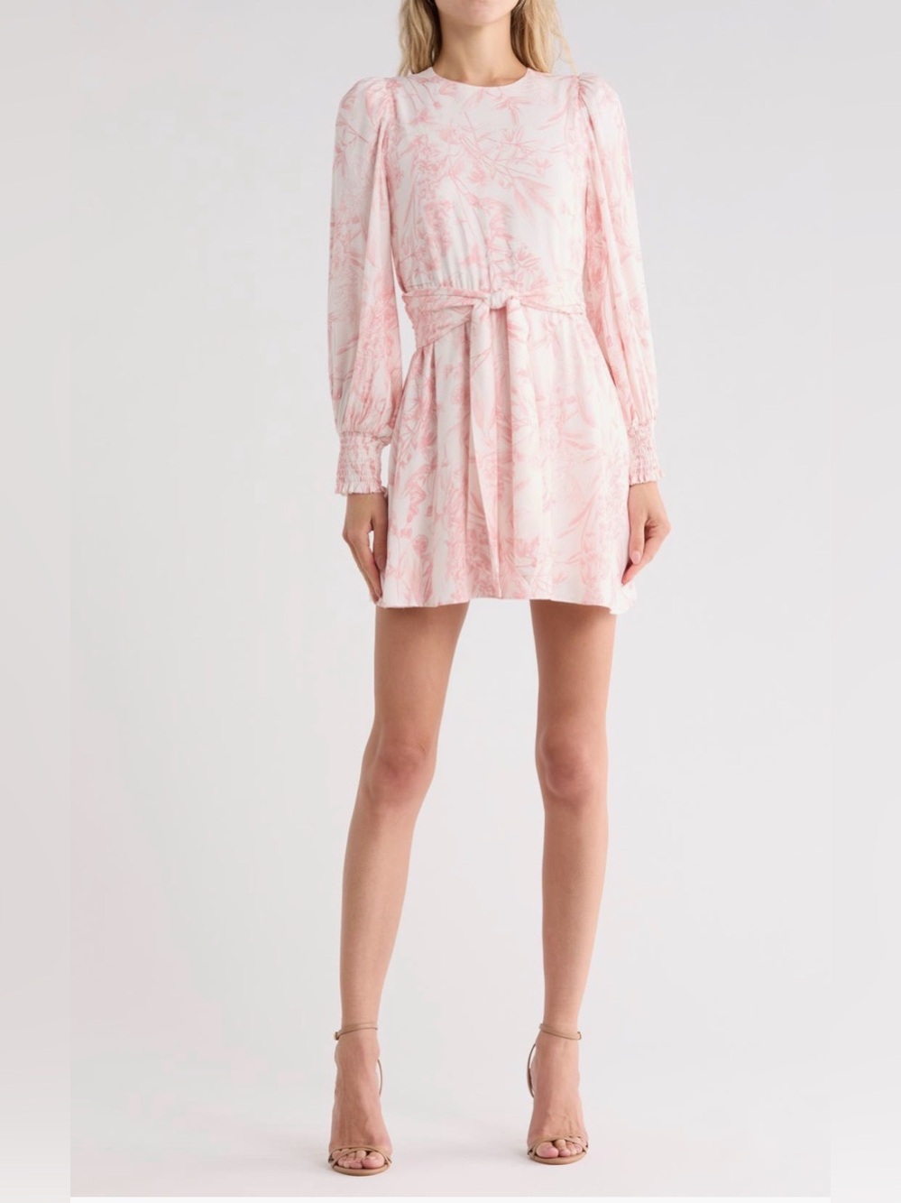 ALICE + OLIVIA Molli Floral Long Sleeve Tie Waist Dress Size 12 $495 NWT